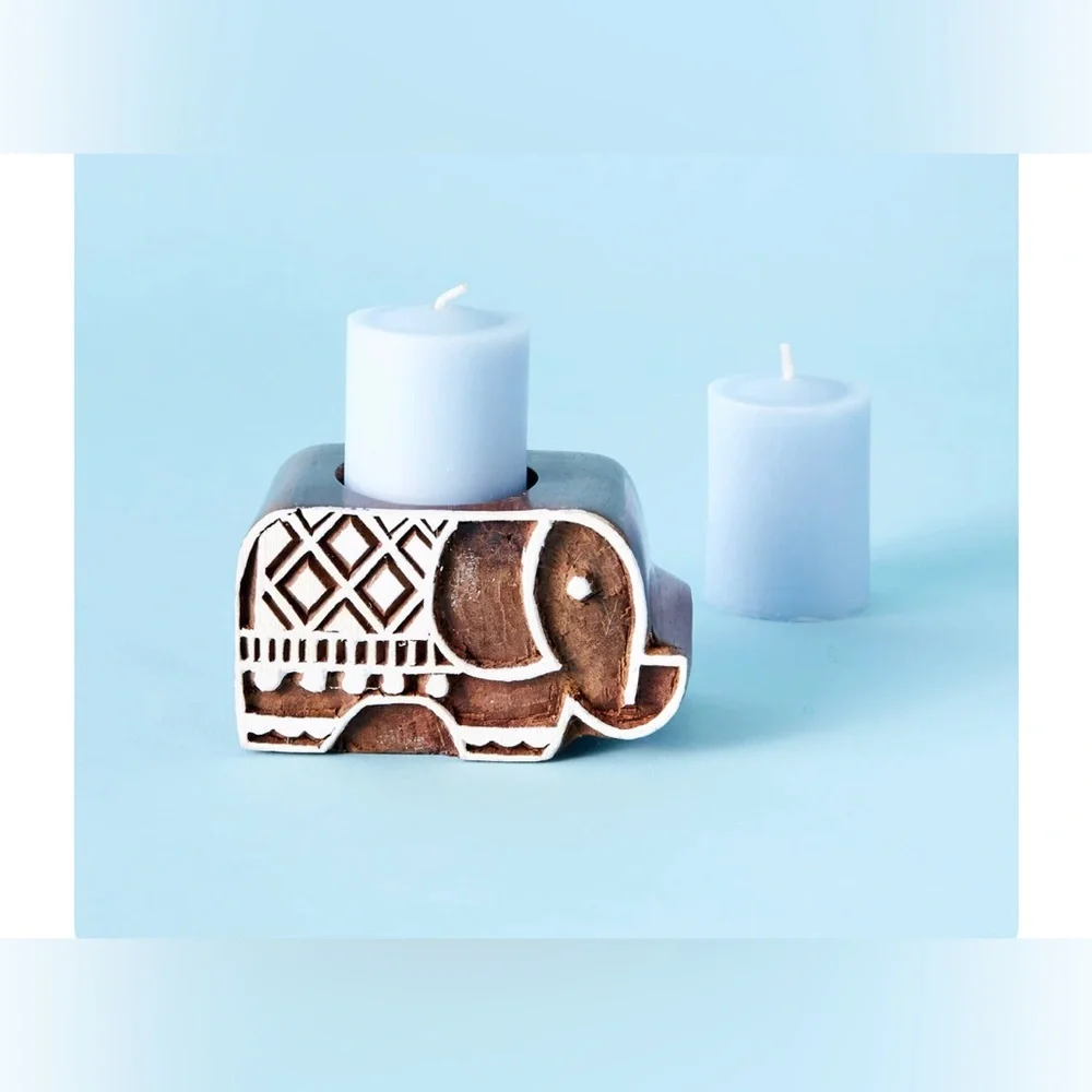 Wooden Elephant Tea Light Holder